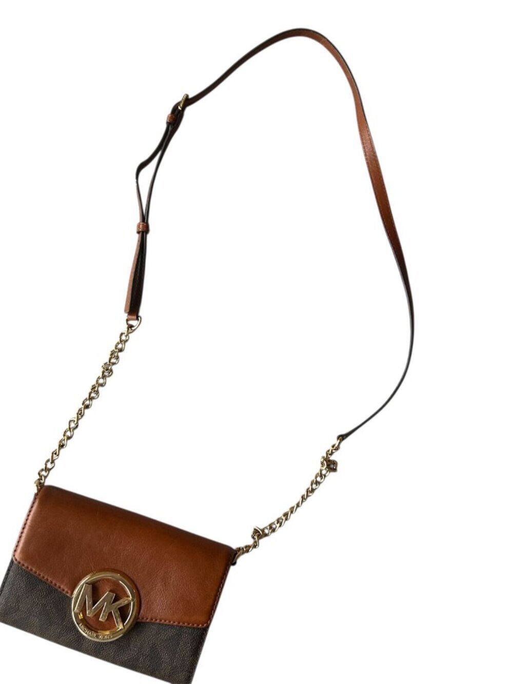 Michael Kors Logo Hudson Phone Crossbody Bag Signature Brown MINT CONDITION - Picture 14 of 14